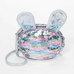 Flip Sequin Bunny Crossbody Bag Purse -Cat & Jack/Rainbow Silver, NEW